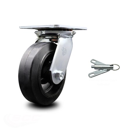 Service Caster 6 Inch Heavy Duty Rubber on Steel Caster with Ball Bearing and Swivel Lock SCC SCC-35S620-RSB-BSL